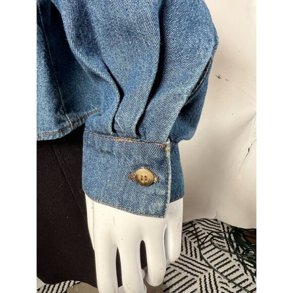 Vintage Denim Shirt With Red Plaid Collar & Pocket Button-Up Size M/L By Thoma 1 - Picture 11 of 16